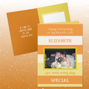 Anniversary beautiful wife yellow orange photo card