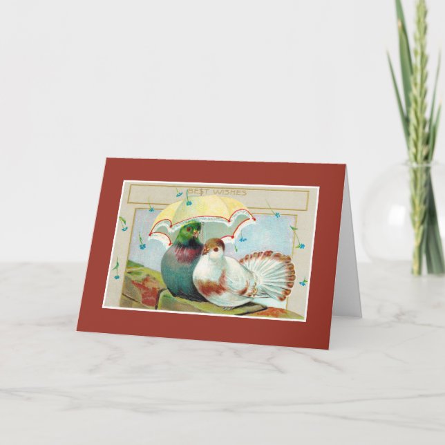 Anniversary Best Wishes, Two Birds with Umbrella Card (Front)