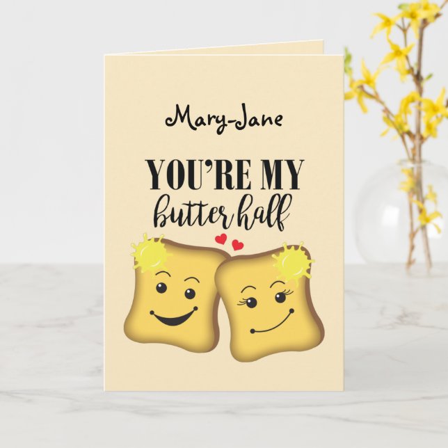 Anniversary Better Half Funny Food Pun Card (Yellow Flower)