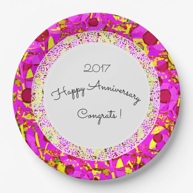 Anniversary_Birthday_Mod+Floral_Lace-Template Paper Plate (Front)