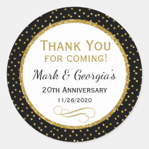 Anniversary Black Gold Thank You Favour Tags