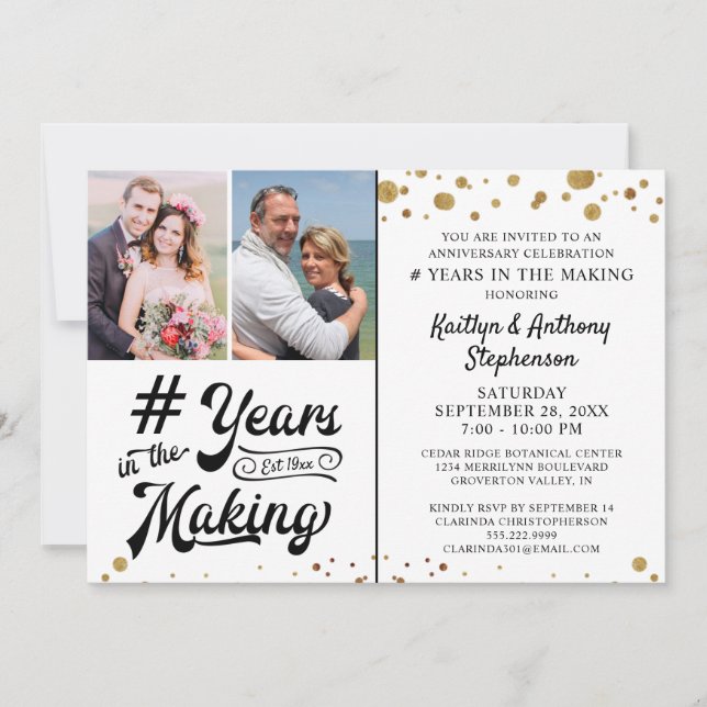 Anniversary Black Gold YEARS IN THE MAKING Invitation (Front)