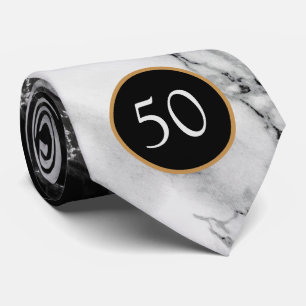 Anniversary Black White Marble Stone Neck Tie