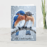 Anniversary Bluebirds In Snow