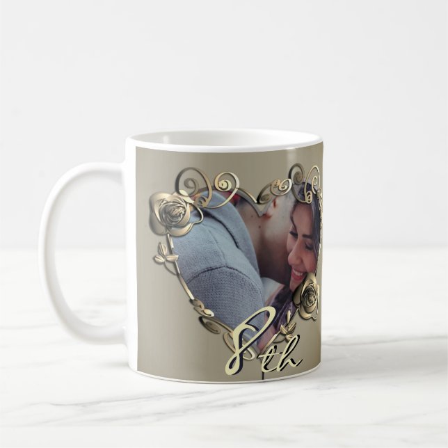 Anniversary Bronzy Rose Heart Frame Coffee Mug (Left)