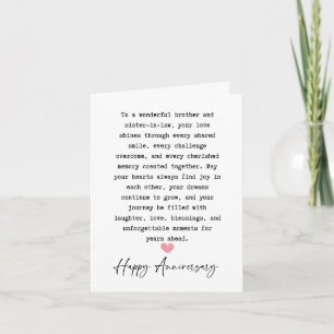 Anniversary brother and sister in law card
