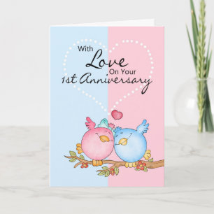 anniversary card - 1st anniversary love birds