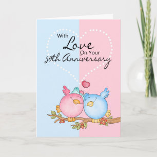 anniversary card - 50th anniversary love birds