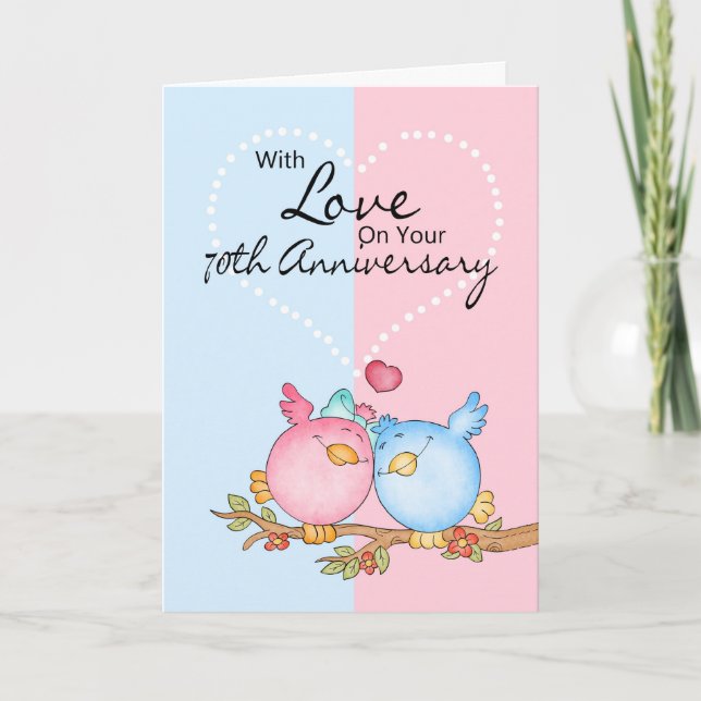 anniversary card - 70th anniversary love birds (Front)