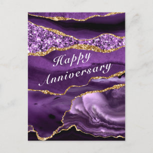 Anniversary Card Agate Purple Violet Glitter Gold