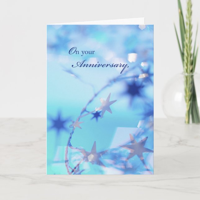 Anniversary Card, Blue with Stars Card (Front)
