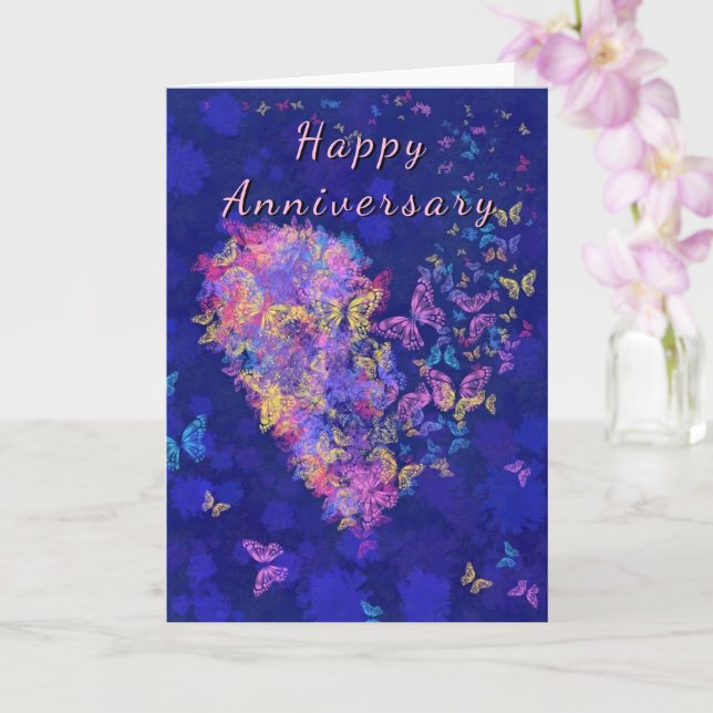 Anniversary Card Butterfly Heart Love (Orchid)