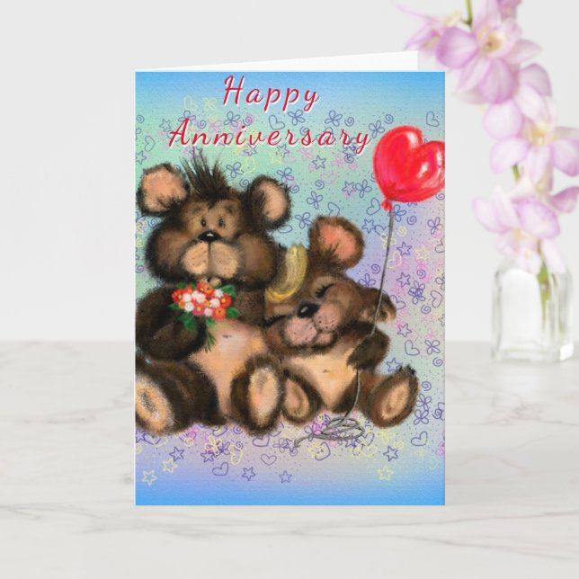 Anniversary Card Couple Bear Love (Orchid)