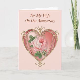 Anniversary Card for Wife - Antique Rose