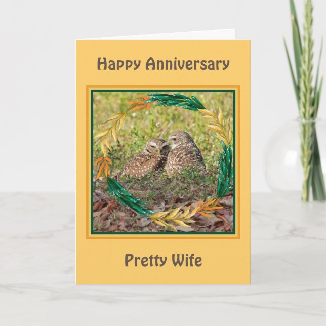 Anniversary Card for Wife Loving Owls (Front)