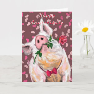 Anniversary Card Gentleman Pig Romantic