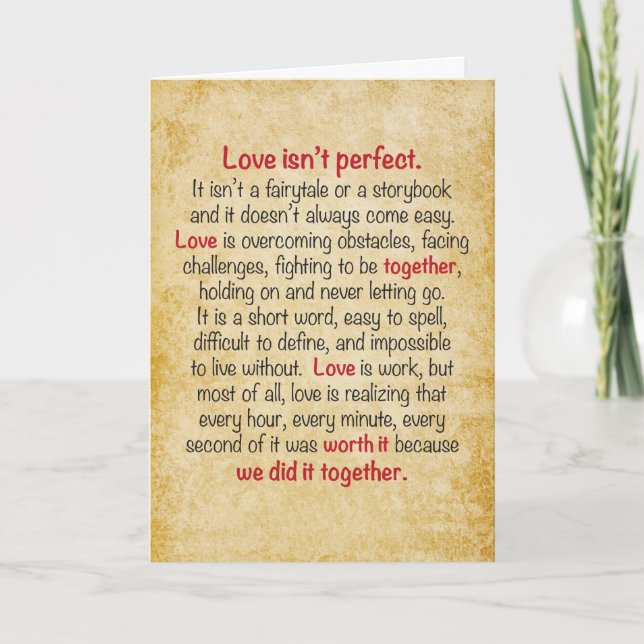 Anniversary Card Love Isn't Perfect (Front)