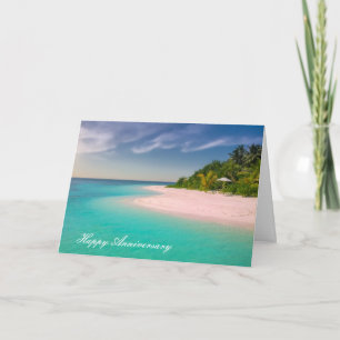 Anniversary card Turquoise Water on Sandy Beach