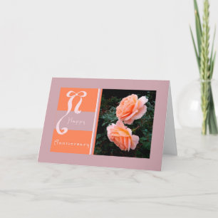 Anniversary Card with Peach Open Roses