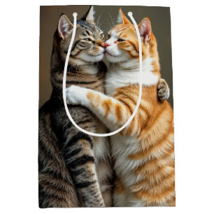 Anniversary Cat Couple Hugging Medium Gift Bag
