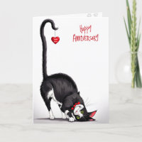 Anniversary Cat With Dangling Heart