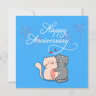 Anniversary Cats In Love Holiday Card