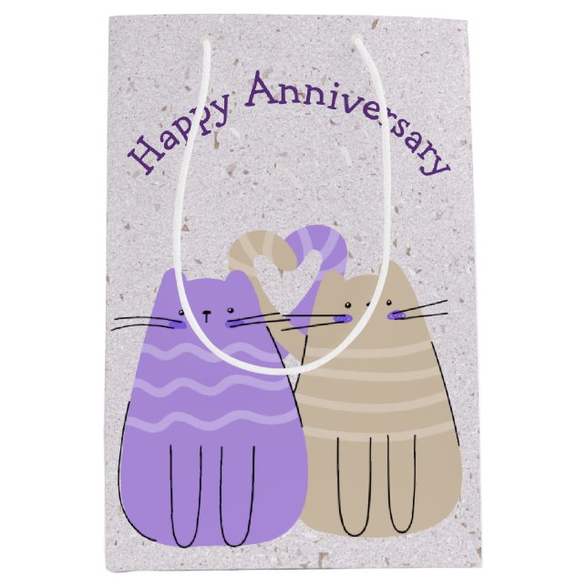 Anniversary Cats on Terrazzo Medium Gift Bag (Front)