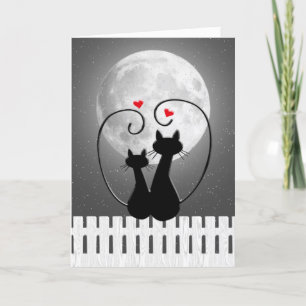 Anniversary Cats With Hearts On Fence Card
