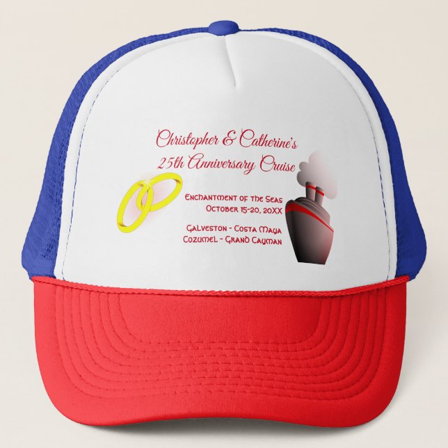 Anniversary Celebration Custom Cruise Trucker Hat (Front)