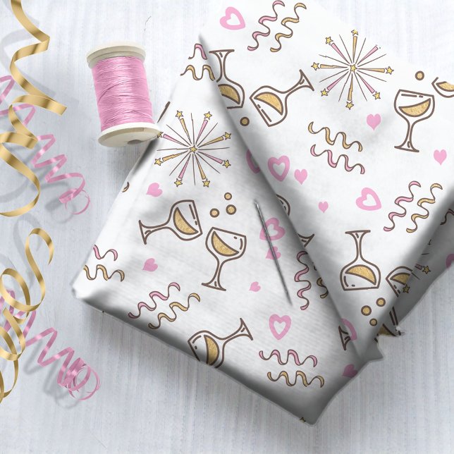 Anniversary Celebration Patterns Pink/Gold ID723 Fabric (Creator Uploaded)