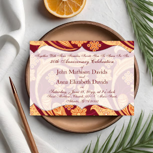 Anniversary Celebration Red Floral Henna Invitation