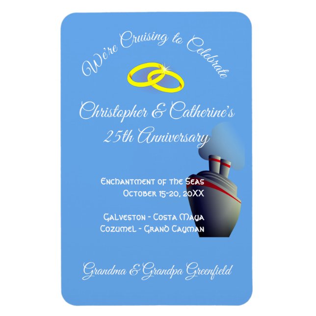 Anniversary Celebration Stateroom Door Marker Blue Magnet (Vertical)