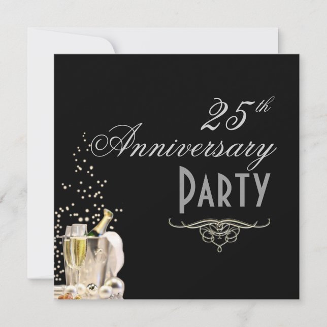 Anniversary, Champagne Bubbles Invitations (Front)