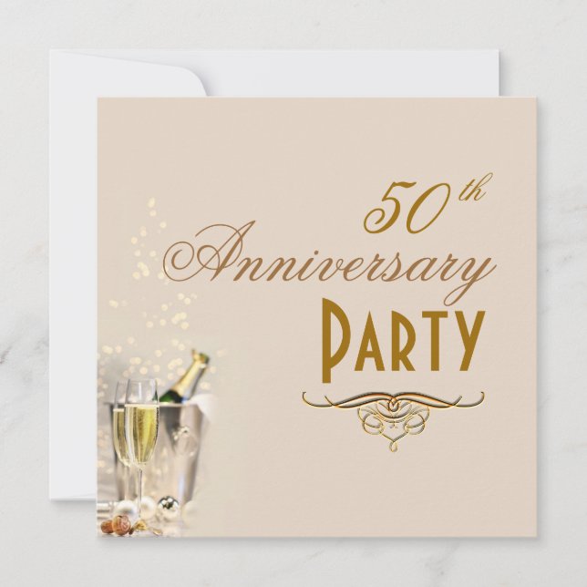 Anniversary, Champagne Bubbles Invitations (Front)