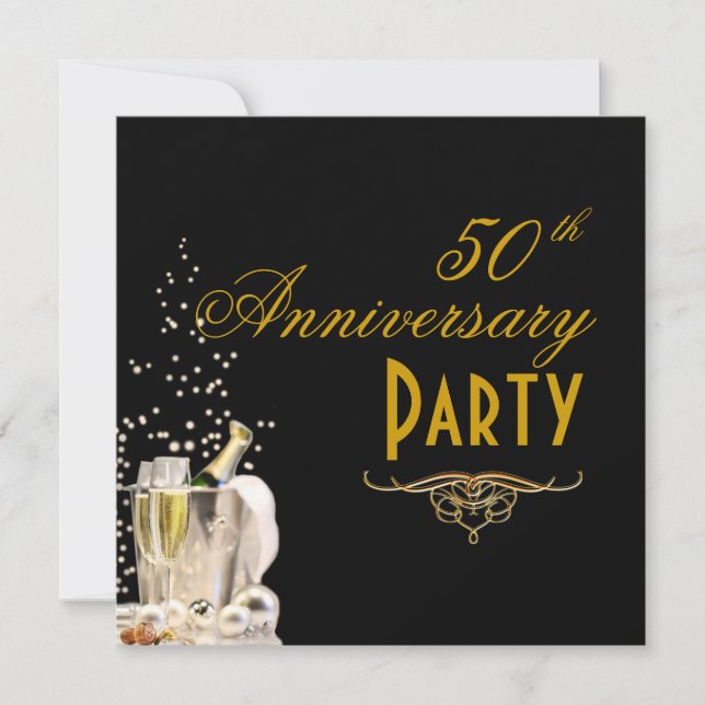Anniversary, Champagne Bubbles Invitations (Front)