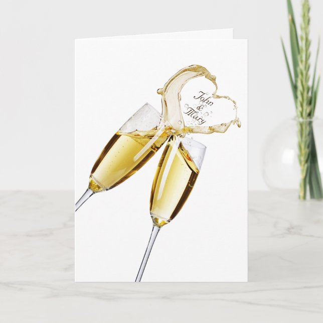 Anniversary Champagne Toast Heart Card (Front)