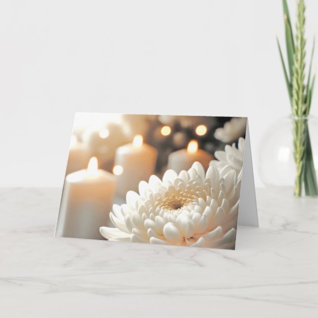 Anniversary Chrysanthemum Flower and Candles Card (Front)