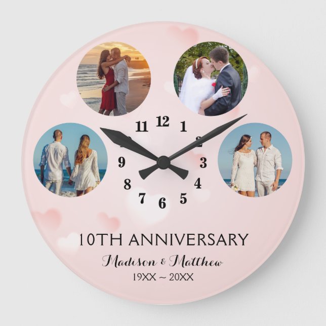Anniversary Collage Photo Large Clock (Front)