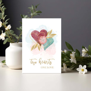 Anniversary Congratulations Watercolor Two Hearts Card
