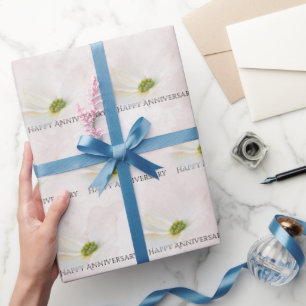 Anniversary Cosmos On Blush Pink   Wrapping Paper