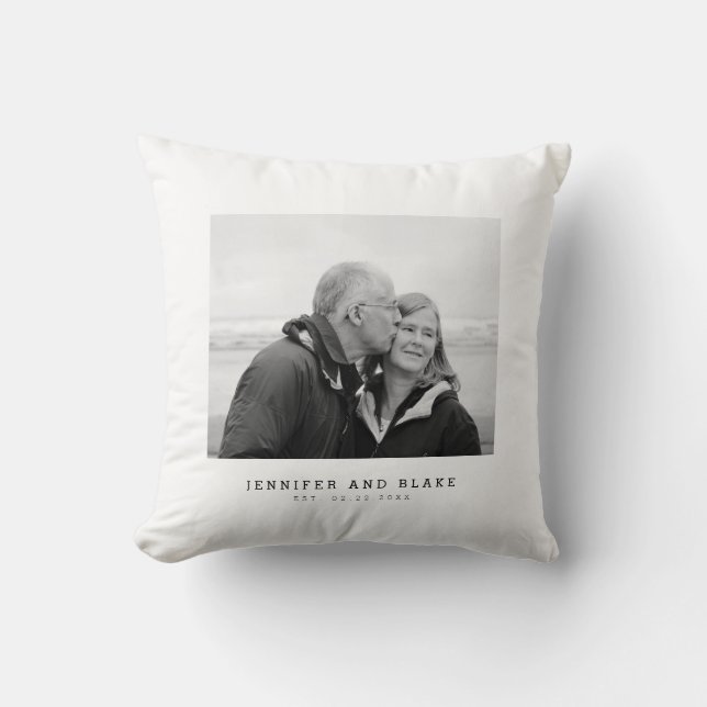 Anniversary Couple Photo Wedding Date Cushion (Front)