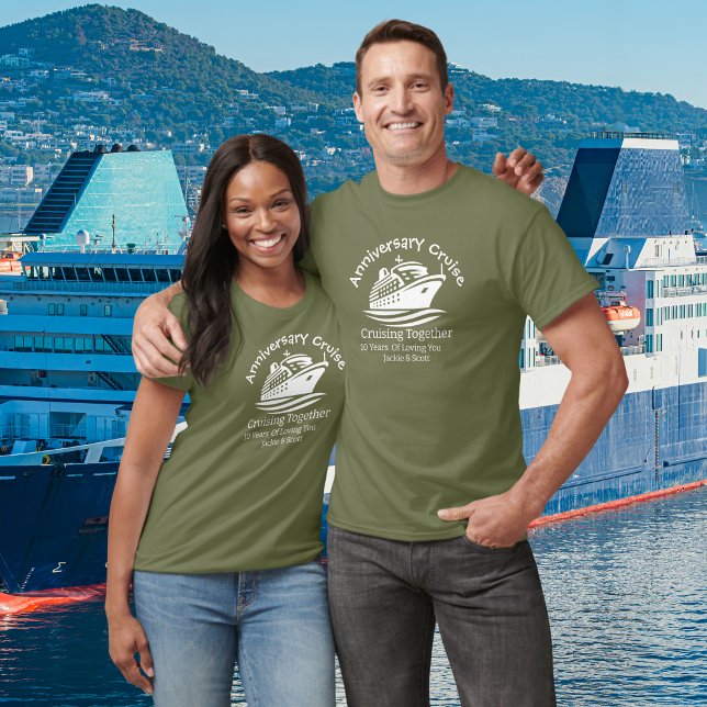 Anniversary Cruise Ocean Green Personalise T-Shirt (CUSTOM ANNVERSARY SHIRT)