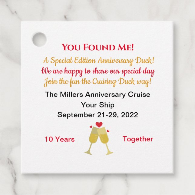 Anniversary Cruising Duck Tag (Front)