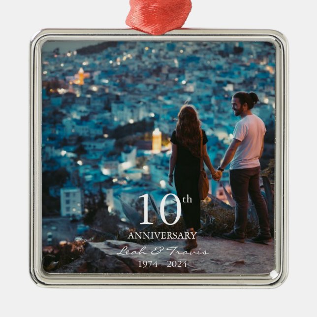 Anniversary custom photo wedding chic white font metal tree decoration (Front)