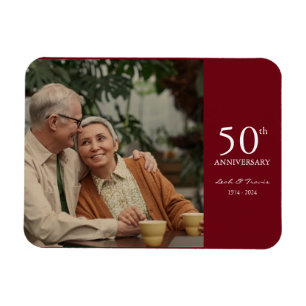 Anniversary custom photo wedding modern red white magnet