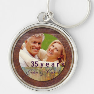 Anniversary customisable leather and silver key ring