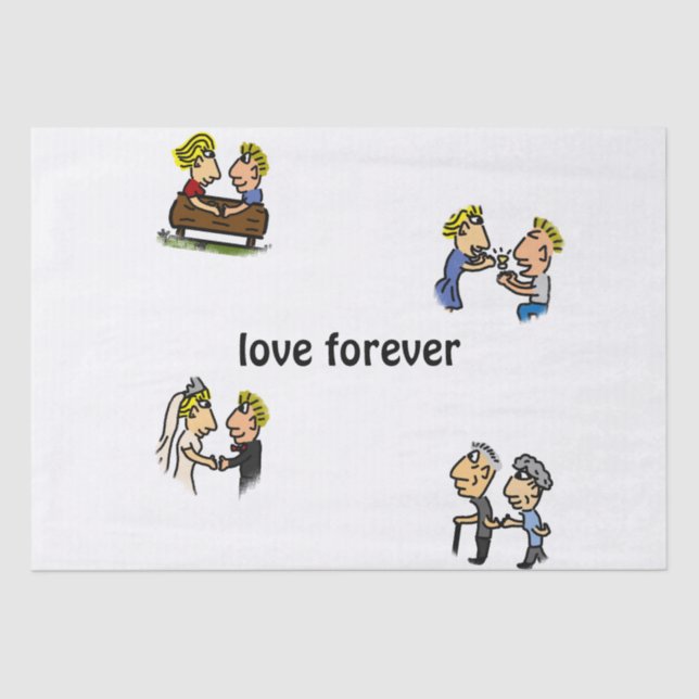 Anniversary Cute Couple 🎉 Aging Together Cartoon Tissue Paper (Front)