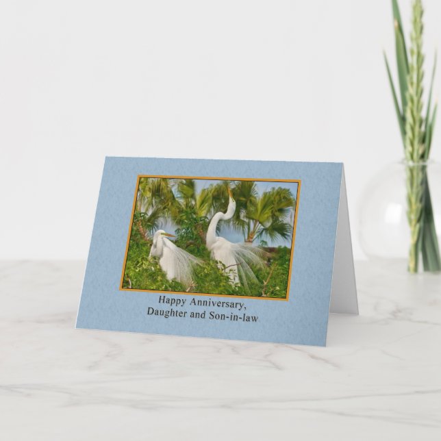 Anniversary, Daughter and Son-in-law, Great Egret Card (Front)
