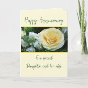 Anniversary Daughter and Wife Yellow Rose Card