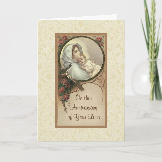 Anniversary Death Loss Blessed Virgin Mary Jesus Card (Front)